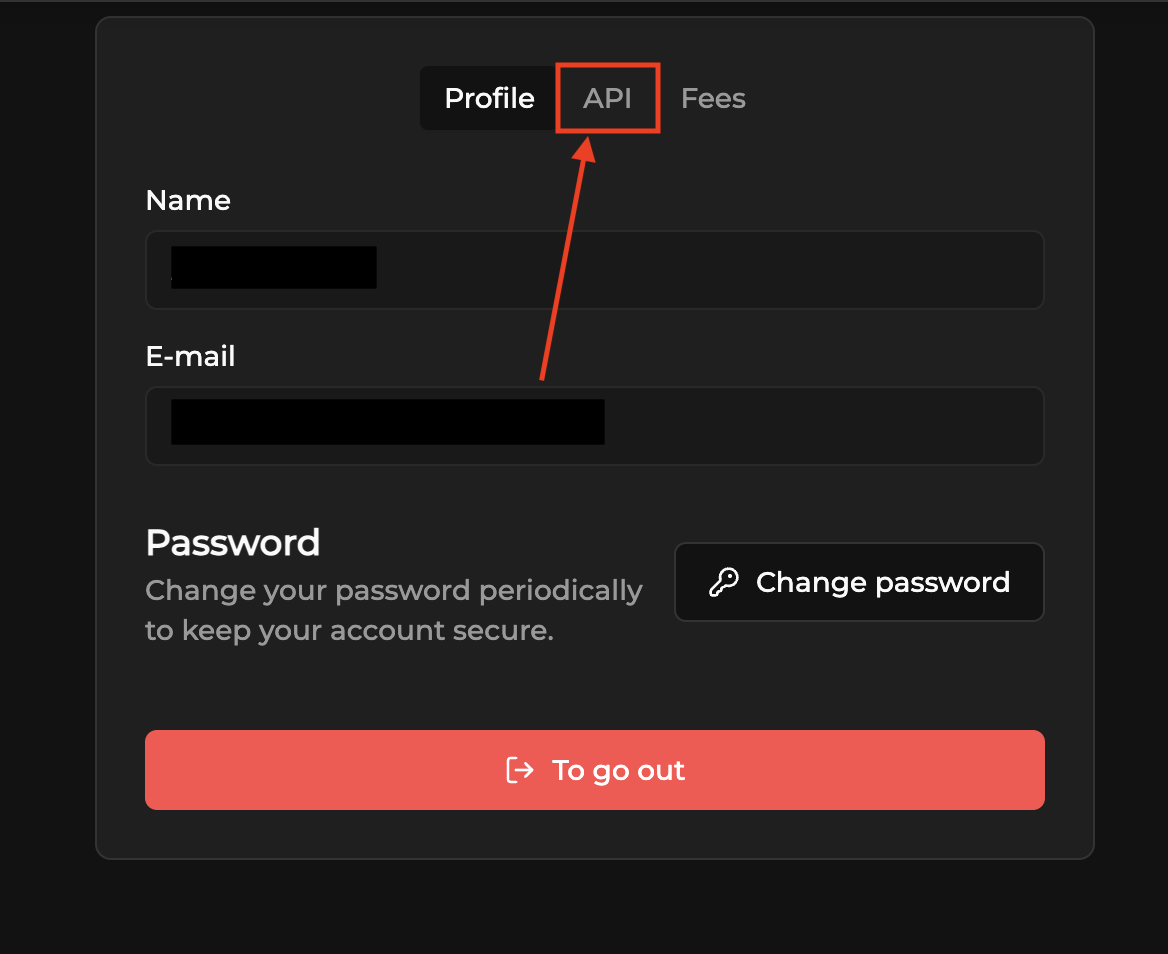 API tab